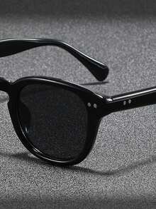Visivana 1 Pair Men's Retro Rivet Round Fashion Glasses, Versatile For Street Style, Outdoor, Riding, Beach, Party Back To School Fashionable Preppy School Look - Multicolor - View 10