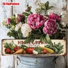 2D Flat Metal Sign - Country Style Homegrown Vegetable Decor, Vintage Tin Art, Size 3.94X15.75 Inches, Suitable For Kitchen, Cafe, Garage, Bar - Unique Housewarming, Birthday, Thanksgiving Gift - A - View 4