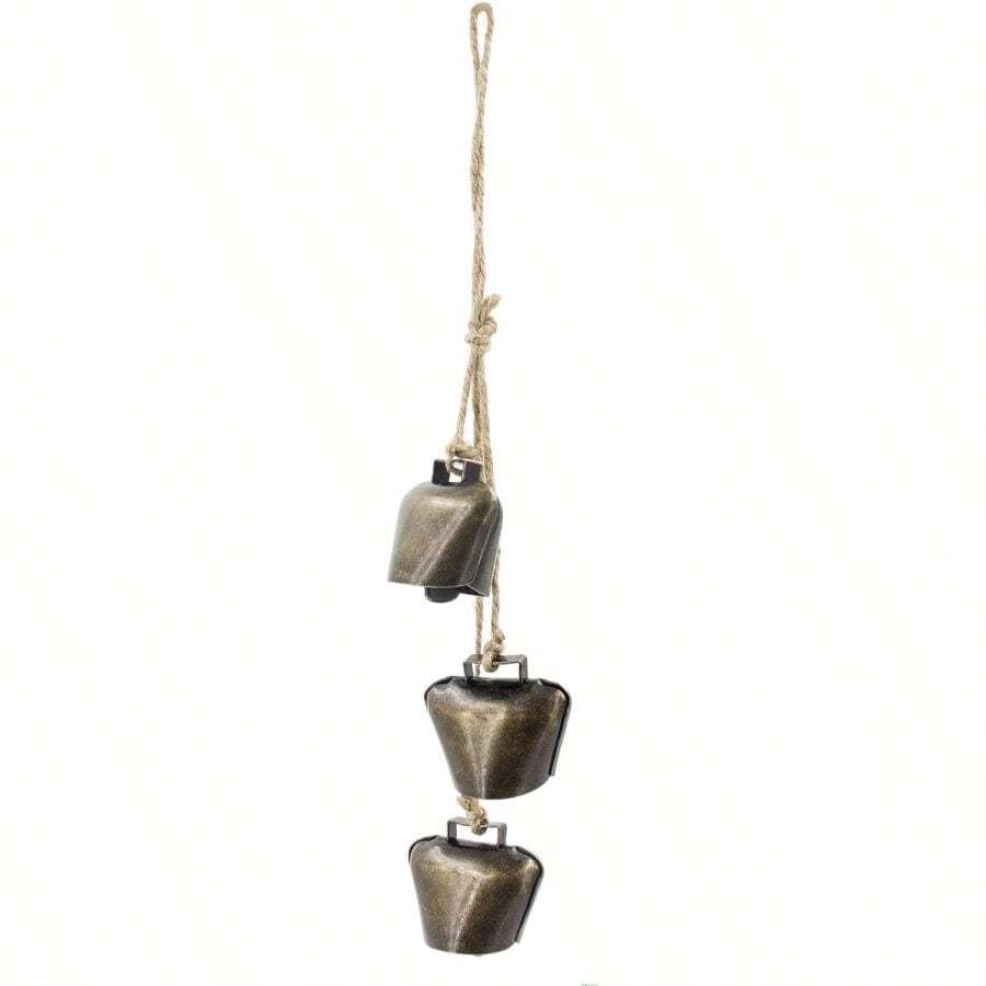 Decorative Metal Cowbells Wall Hanging - Rustic Farmhouse Door Chime Holiday, Wedding, Or Everyday Home Accent - 1PC - View 1