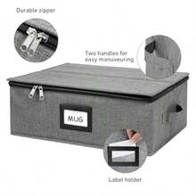 Caja de almacenamiento para copas de vino con divisores capacidad para 12 copas de vino de tamaño estándar cubeta de microfibra acolchado duradero con asas de transporte gris (sin vasos - Gris - Ver 6