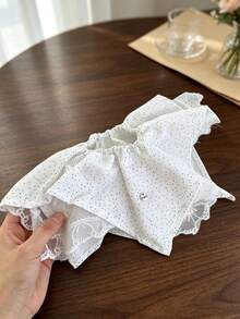 1件獨特設計白色波點蕾絲大腸圈，女款髮圈馬尾固定橡皮筋髮帶 - 彩色 - 查看 4