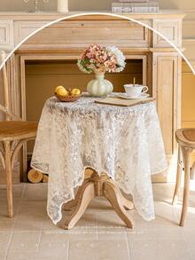 1 cái khăn trải bàn organza thêu ren hoa, thiết kế viền sóng kiểu Pháp, khăn phủ bàn phong cách vintage đồng quê lãng mạn, phù hợp cho đám cưới, nhà hàng và trang trí nhà cửa - Màu be - Xem 4