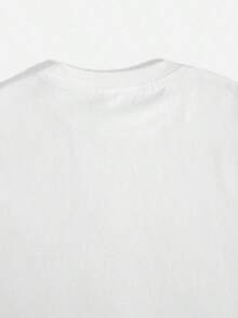 Handwritten Lettering Print. Casual Basic T-Shirt With Crew Neck. - 白色 - 查看 6