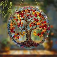 1pc Solar Powered Tree Of Life Pendant, Metal Art Garden Decor, Window Hanging, Indoor Home Decoration, Gift For Men, Family, Sister, Mother - E - View 4