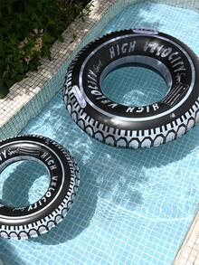 1 pieza Flotador con forma de neumático para adultos, decoración de piscina y playa, accesorio de fiesta de verano, regalo de verano perfecto para relajarse y divertirse en la piscina - Negro - Ver 5
