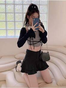 Women Skirts - Coffee Brown - View 8