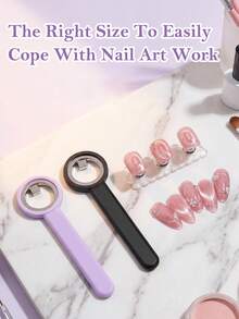 Nhẫn từ tính hình tròn hình mắt mèo có tay cầm, thích hợp cho nghệ thuật sơn móng tay gel hình mắt mèo, nam châm lỗ đen, dụng cụ làm móng DIY. - Nhiều màu - Xem 7