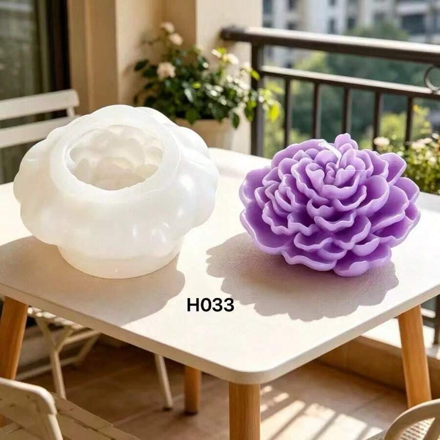 莲花玫瑰香氛蜡烛硅胶模具,DIY花卉手工皂、树脂、石膏扩香石、家居装饰配件、多功能模具 - 花朵 - 查看 1