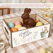 1pc Wooden Easter Bunny Storage Box - Cute Rabbit Illustration Wooden Puzzle Box, Suitable For Spring/Summer Home Decor, Easter Party Decoration, Semi-Open Wooden Frame Box, Perfect Housewarming Gift & Organizer - Multicolor - View 4