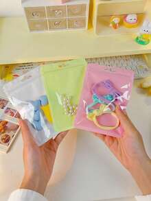 5/30/50pcs Macaron Color PVC Self-Sealing Bags, Fashionable Fresh Colors, Dustproof And Moisture-Proof With Good Sealing, Suitable For Cards, CDs, Jewelry Storage And Gift Packaging - One Size Fits All - View 5