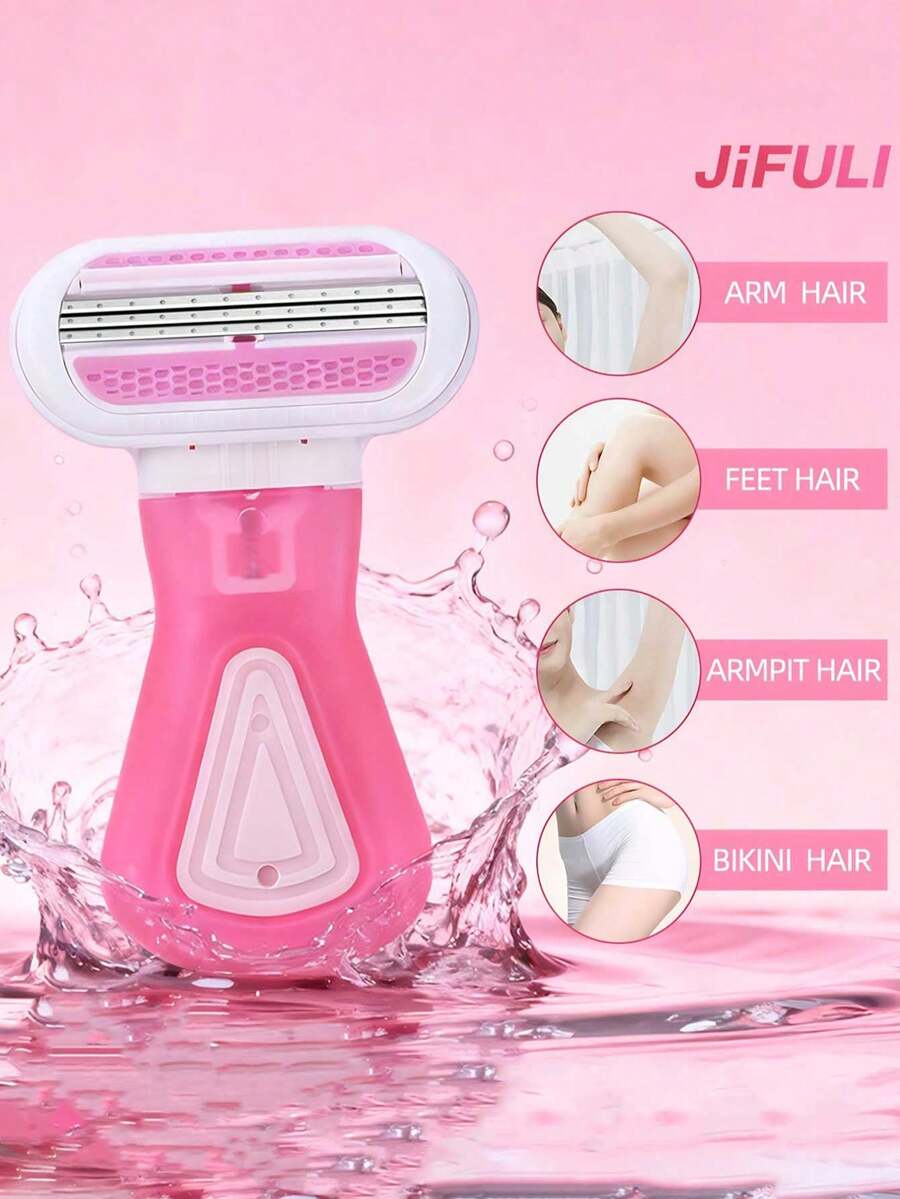 Maquinilla de afeitar para depilación de mujer, adecuada para axilas, piernas y zona del bikini, maquinilla portátil, maquinilla manual rosa, hoja de afeitar de manual para bikini de mujer depilación/afeitado/hoja de 5 capas, hoja de acero inoxidable cabezal de maquinilla rosa reemplazable, regalo para niñas esencial de viaje (mango de maquinilla + cabezal de maquinilla + caja de almacenamiento) - Multicolor - Ver 1