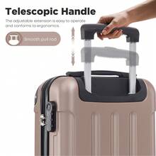 YONSLY 16 Inch Suitcase With Detachable Wheels 360° Combination Lock Double Zipper Soft Rubber Handle Trolley Travel Suitcase For Vacation - 香檳色 - 查看 6