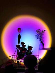 Rainbow Sunset Lamp, USB Powered Lighting Device, LED Light Beads, Blue Light And Shadow Effect, Compact Portable Design, Creative Atmosphere Lamp, Night Light, Suitable For Home, Bedroom, Living Room And Bedside Lamp - Black - View 8