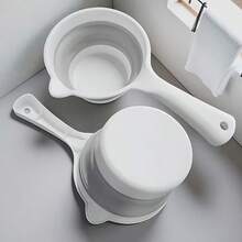 2pcs Foldable Water Bucket/Scoop/Dipper - Portable Collapsible Plastic Mini Watering Bucket/Scoop, Suitable For Kitchen, Bathroom, Car Washing, Fishing, Gardening - Lightweight & Space-Saving, Suitable For Camping, Boats, RVs - Multipurpose Water Dipper (Easy To Store) - Large Capacity - View 1