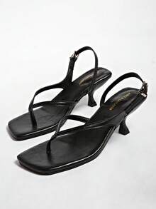 New Summer Women Shoes Brown Suede Mid Heel Wedge Sandals,Flip Flops - Black - View 5