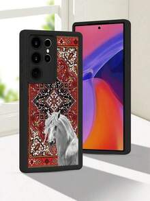 1 Piece Phone Case With A White Horse Design On An Ornamental Carpet Background In Red And Gold Tones, Classic And Elegant Style Ideal For Lovers Of Traditional Art And Sophistication, Soft TPU, Full Impact And Anti-Slip Protection, Compatible With IPhone 17 ProMax/16/15/14/13/12/11/Plus/Pro/ProMax, Compatible With Galaxy A34/A35/A54/A55, Galaxy S20/S21/S22/S23/S24/S25 Ultra/Plus, Compatible With Galaxy//Honor// - 白色的 - 查看 6