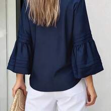 Fashion Women's Clothing Camisa de oficina casual y elegante para mujer - Nueva colección de primavera/otoño, adecuada para el trabajo en color negro - Azul - Ver 5