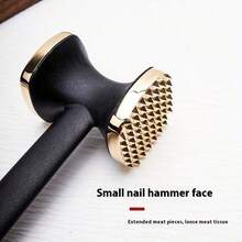 1pc Stainless Steel Meat Tenderizer, Double-Sided Meat Mallet, Steak Pounder, Kitchen Tool, Meat Tenderizing Hammer, Suitable For Picnic, Travel, Camping, BBQ - Metal Material - Black and Silver - View 6