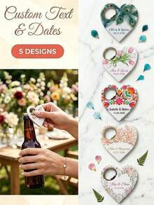 Personalized Wedding Favor Magnetic Bottle Opener, Bride's Gift To Wedding Guests, Heart-Shaped Wedding Commemorative Magnetic Bottle Opener And Thank You Card - Multicolor - View 9