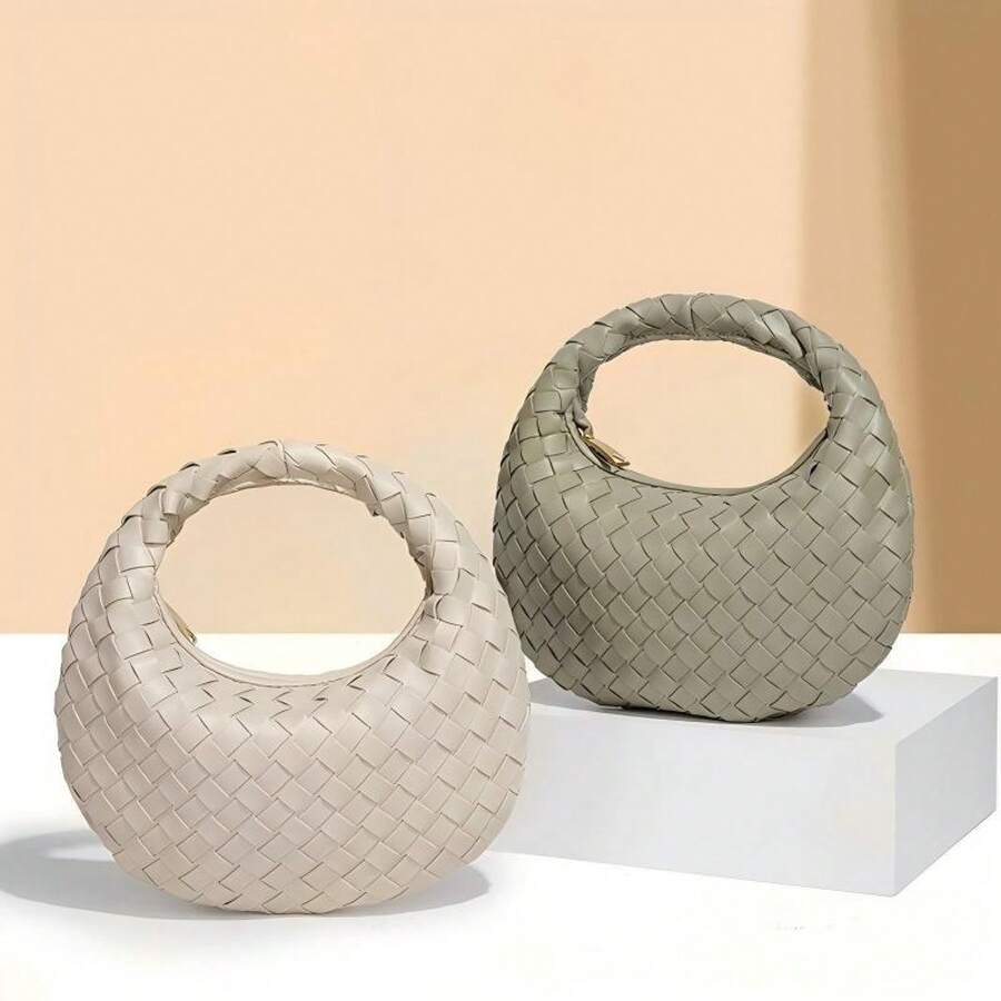 Bolso de mujer de cuero genuino hecho a mano BV Bottega Bang Bang de Andiamo Clutch Campana. Bolso de mano tejido a mano para mujer, bolso de lujo ligero de nicho, bolso de hombro de alta gama, disponible para  al por mayor. - B1904# Azul Niebla - Ver 1