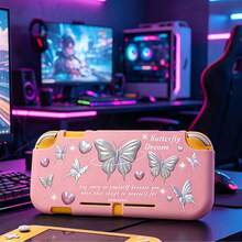 1pc/Set Transparent Cherry Blossom/Cat Paw Design Protective Hard Case Shell Cover For Nintendo Switch/Switch Lite Console - Multicolor - View 2