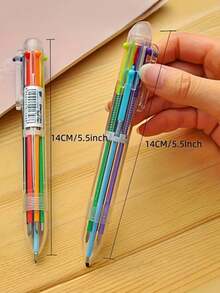 4pcs Creative Transparent 6-Color Ball Pens, Cute Student Stationery Multi-Color Ballpoint Pens - Multicolor - View 6