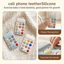 Baby Silicone Phone Teether, Dopamine Colorful Series, Multiple Colors To Attract Baby's Attention, Chewable, Relieve Teething Discomfort, Multi-Functional Press And Stress Relief Toy - Multicolor - View 5