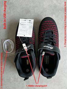 BLSART 兒童穿脫式 LED 發光 2 合 1 可拆卸輪滑鞋，透氣布料，輕量禮物 - 黑色 - 查看 7