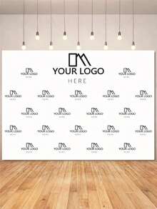 1 pieza Fondo de diseño de logotipo personalizado, adecuado para eventos empresariales, festivales, accesorios de pancarta personalizados, material de vinilo portátil de colores, para familia, telón de fondo de repetición, decoraciones de fiesta, boda - Sección B - Ver 3