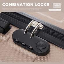 YONSLY 16 Inch Suitcase With Detachable Wheels 360° Combination Lock Double Zipper Soft Rubber Handle Trolley Travel Suitcase For Vacation - 香檳色 - 查看 4