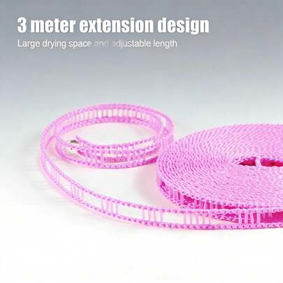 3 Pack Portable Clotheslines - 5M Windproof Nylon Laundry Drying Rope With Clips, Lightweight Travel Clothes Line For Camping, Home, Indoor & Outdoor (Blue, Pink & Green)