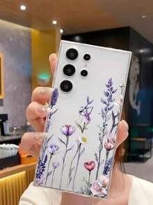 1 Piece Soft Romantic Fashion Floral Print Phone Case Compatible With Huawei Honor, Galaxy A04e/12/A13/A14/A34/A50/A52/A53/A54/S21/S22/S23/S24/S25/S25Ultra/S25FE/S26/S26 PLUS/S26 ULTRA/S26 EDGE, 6A/7A/8A, 12T/13T/15T/15T Pro - 透明 9 - 查看 4