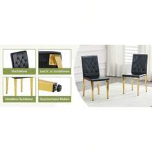 Sillas de comedor - Negro + Oro + Metal + Cuero sintético + Juego de 41 - Ver 9