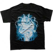 T1 Shenron Graphic T-Shirt, Men's Anime T-Shirt, Summer Fashion 2026, Loose Fit Urban Style, Y2K Top, Streetwear - 藍色和黑色 - 查看 1