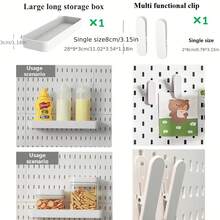畅销家居用品，仅适用于本店专用孔板，不适用于其他孔板。基础生活系列单件装免打孔壁挂式塑料孔板，多种组合配件，多功能收纳孔板配有各种收纳盒和金属挂钩，适用于车库工作台/家庭厨房收纳整理/办公室/手工室/浴室（28*28厘米）。本产品配有专用孔板。 - 白色 - 查看 34