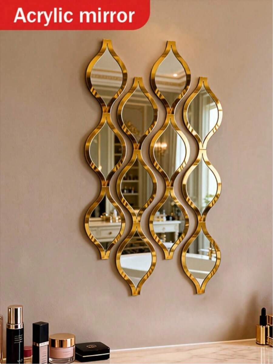 2D 12/20pcs Gold Teardrop Shaped Bathroom Mirror Set | Artistic Decorative Mirror For Bathroom, Living Room, Entryway Wall | Home Decor, Gift - Black 2pcs - View 1