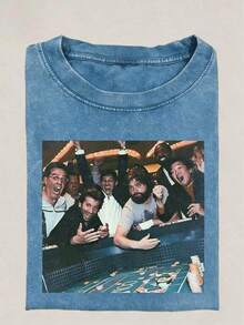 Vintage Hangover Playing Poker Crewneck-Shirt, Funny TheHangover Movie Tee Boyfriend Menswear Top Streetwear - 藍色 - 查看 3