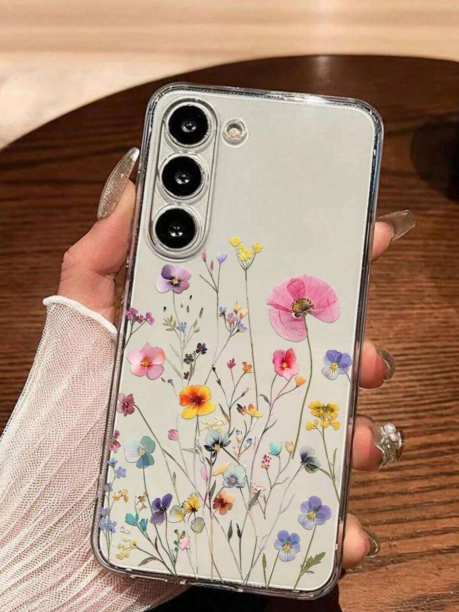1 Piece Soft Romantic Fashion Floral Print Phone Case Compatible With Huawei Honor, Galaxy A04e/12/A13/A14/A34/A50/A52/A53/A54/S21/S22/S23/S24/S25/S25Ultra/S25FE/S26/S26 PLUS/S26 ULTRA/S26 EDGE, 6A/7A/8A, 12T/13T/15T/15T Pro - 透明 5 - 查看 1