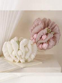 1个精美粉色郁金香花朵发爪夹，2026新款蓬松发髻盘发配饰 - 彩色 - 查看 5