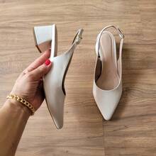 Women's Slingback Pump With 5cm Block Heel - Comfortable And Stylish - OffWhite - View 9