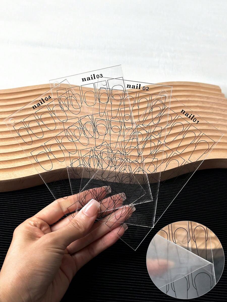 1pc/4pcs Nail Art Practice Board For Beginners, Clear Reusable Nail Painting Display Board For Nail Art Tracing - Multicolor - View 1