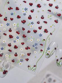 1 pieza Pegatinas de arte de uñas con flores y insectos de colores, accesorios de uñas 5D lindos, pegatinas de uñas hechas a mano, decoraciones de uñas, mejores productos de uñas para niñas y mujeres, arte de uñas Y2K, pegatinas de uñas de verano, estético - Multicolor - Ver 3