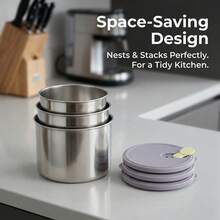 304 Stainless Steel Food Container, Stackable Refrigerator Sealed Fresh-Keeping Box, Fruit And Vegetable Meat Storage Box With Lid, Large Capacity Food Preservation Box, Suitable For Kitchen Food Storage And Organization - Multicolor - View 9
