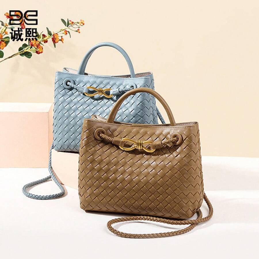 BV Bottega Bang Bang Bolso de mujer tejido a mano de cuero genuino de bolso de Andiamo Clutch Campana Bolso de mujer de cuero genuino tejido a mano BV Bottega Bang Bang,, bolso tote casual de alta gama, bolso de hombro y bandolera de moda, bolso de mujer tejido a mano, bolso de mano texturizado de . - B1747# Rosa Loto - Ver 1