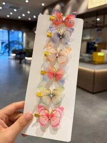 10pcs/Set Vintage Gradient Butterfly Hair Clips, Women's Hair Accessories, Ethereal Girl Hair Pins, Bangs Side Clips, Exquisite Tulle Elegant Rhinestone Design, Daily Use - Multicolor - View 9