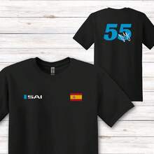 Carlos Sainz Signature T-Shirt F1 Racing Fan Apparel - Black - View 1