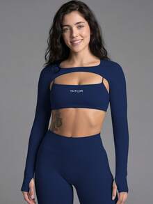TNTOR Women's Matte Solid Color Seamless Knit Camisole Sports Bra, Removable Padding, Lifted Bustline, Yoga Sports Bra H320 Autumn Style - Navy Blue - View 8