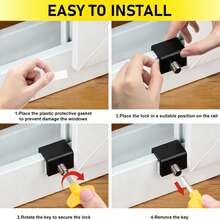 Cerradura de ventana deslizante - 2 piezas Cerradura de de ventana ajustable con llaves, tope de puerta antirrobo de aleación de aluminio, adecuado para puertas y ventanas deslizantes verticales/horizontales, cerradura de , garantiza la del hogar - irregular - Ver 6
