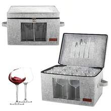 Foyego - Paquete de 2 cajas de almacenamiento para copas de vino con divisores recipientes de almacenamiento para embalaje y mudanza caja de almacenamiento de China para 12 cristalería copas de - GRIS CLARO2 PACK - Ver 9