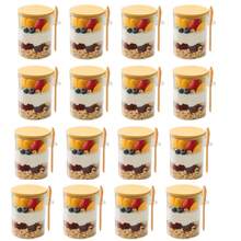 16-Pieces Overnight Oats Jar Set, Glass Food Containers, Includes Lid And Spoon, Bamboo Lid With Sealing Lid And Spoon,Chia Seed Pudding Salad Glass Jar,Ideal For Storing Spices, Salt, Sugar, Oatmeal, Coffee Powder, Bread Starter, Snacks, Yogurt, And More. - Hũ thủy tinh + nắp + thìa - Xem 12